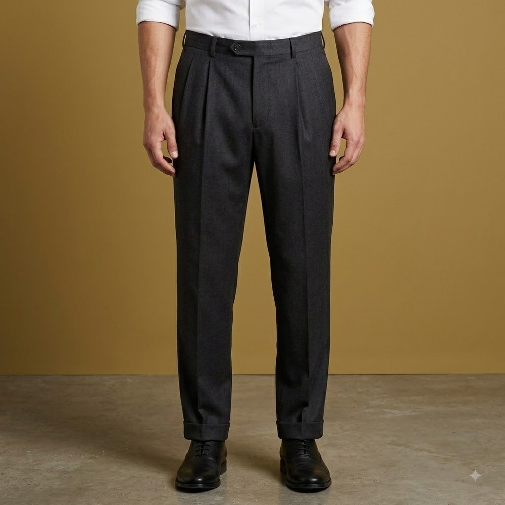 Banana‎ Republic Wool Dress Pants Mens 35R Gray Flat Front Lined
